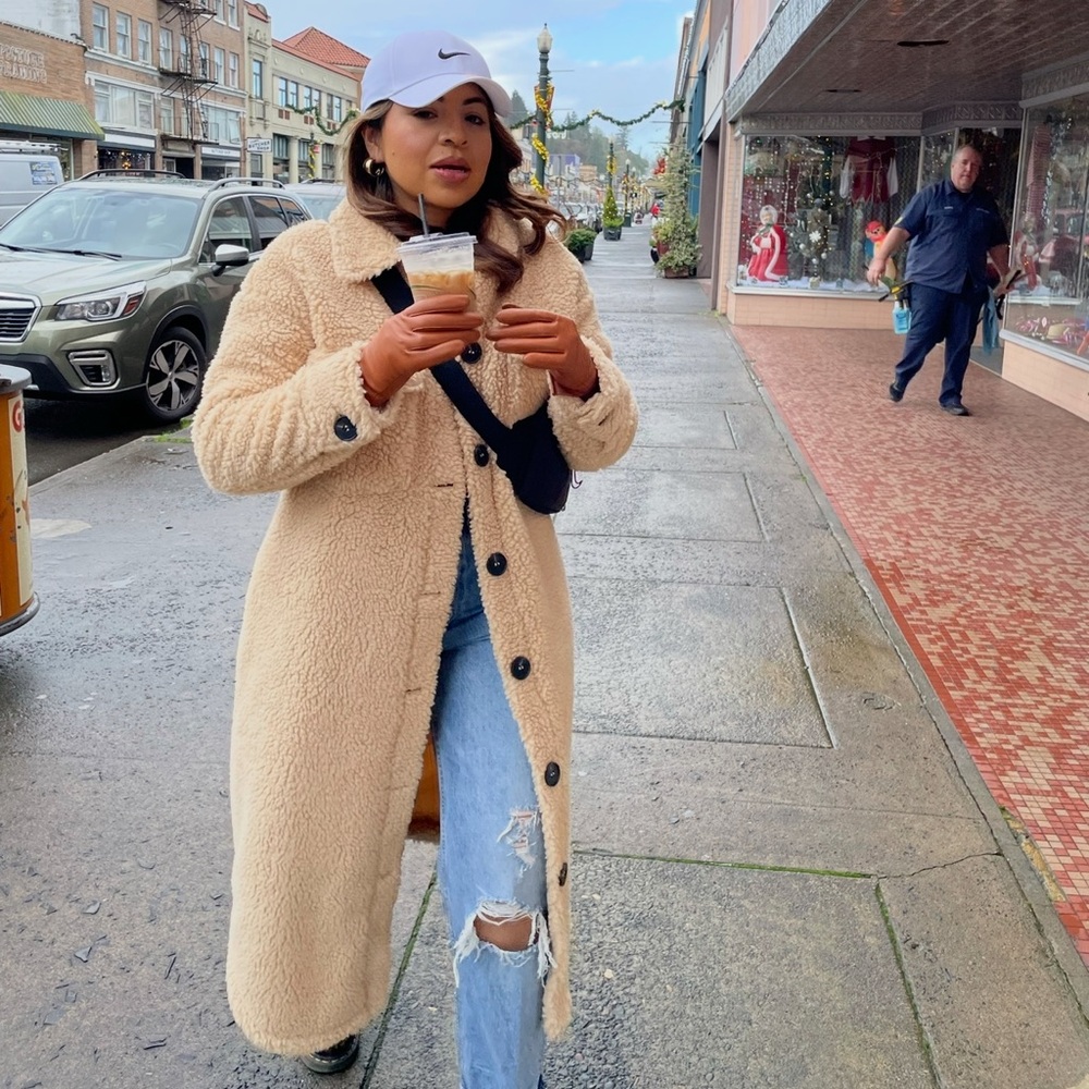 Missguided + Men's Beige Sherpa Long Coat